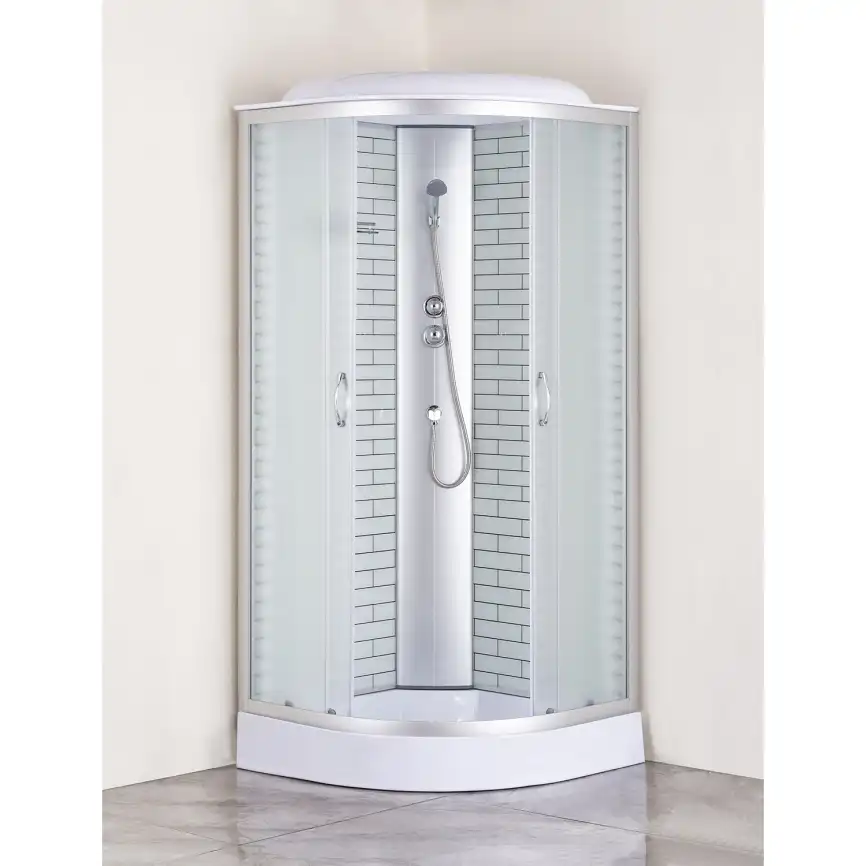 Душевая кабина Loranto 100х100 низкий поддон, матовое стекло, профиль Хром, CS-6610-13FW 100 фото 2