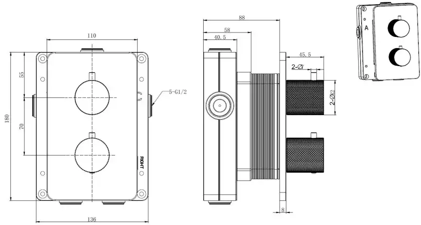 Смеситель для ванны Allen Brau Priority 5.3U123-00 (с внутренней частью, 3 выхода) хром фото 2