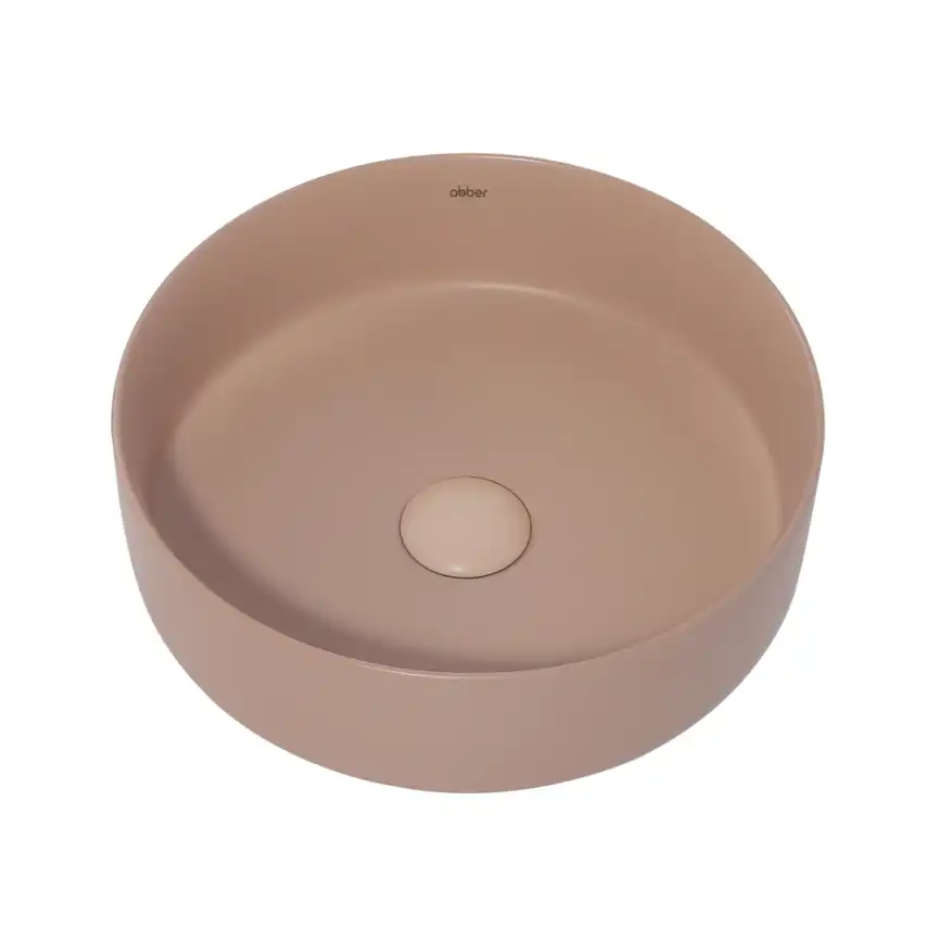 Раковина накладная ABBER BEQUEM 36х36х12 AC2108MBB, круглая, бежевая матовая фото 3
