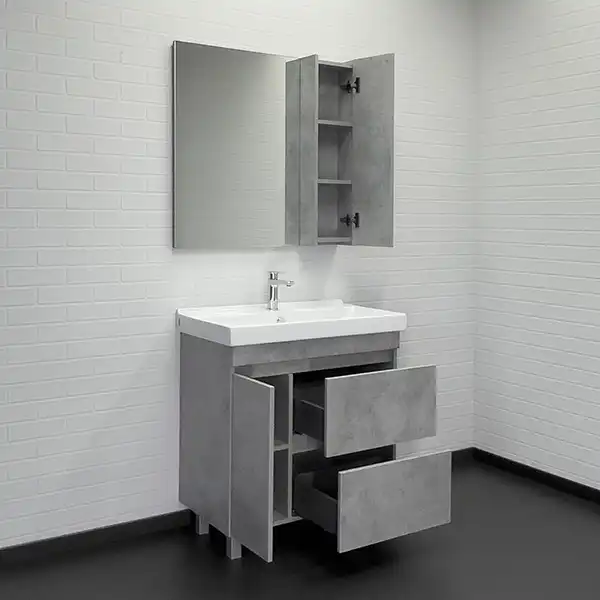 Тумба с умывальником Comforty Осло 80Н Бетон светлый, 00-00012959 фото 6