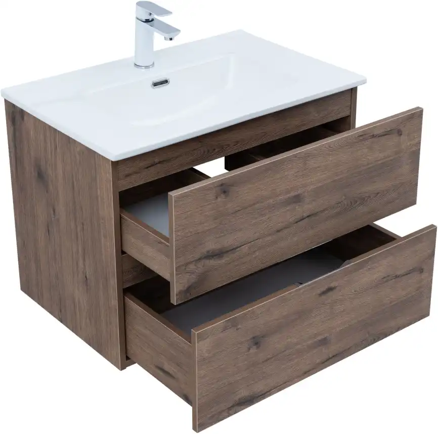 Тумба под раковину Aquanet Алвита New 70 2 ящика, дуб веллингтон табак 334185 фото 9