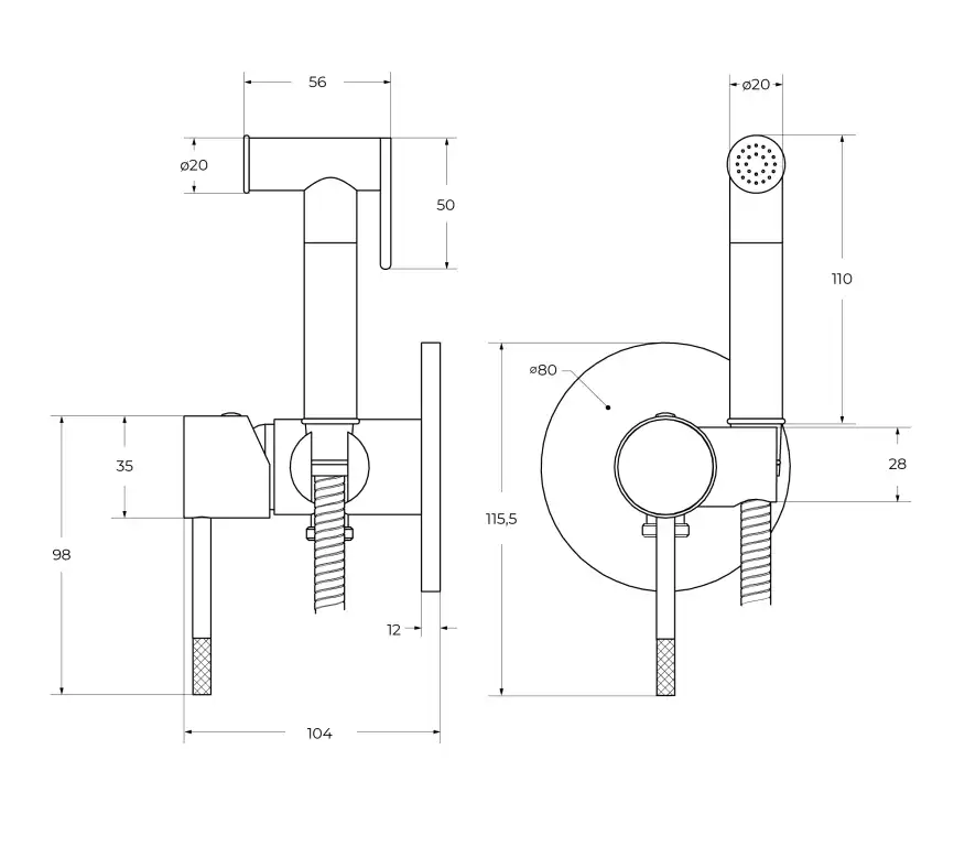 Гигиенический душ со смесителем Cezares RELAX-DIF-01, Хром фото 3