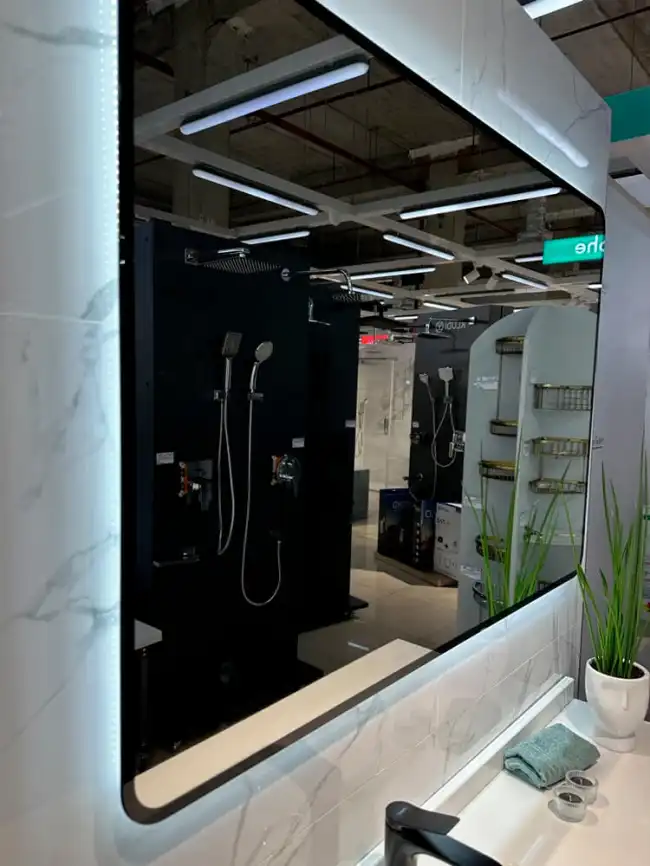 Зеркало с подсветкой AVS Неро 120x80 см, черное фото 2