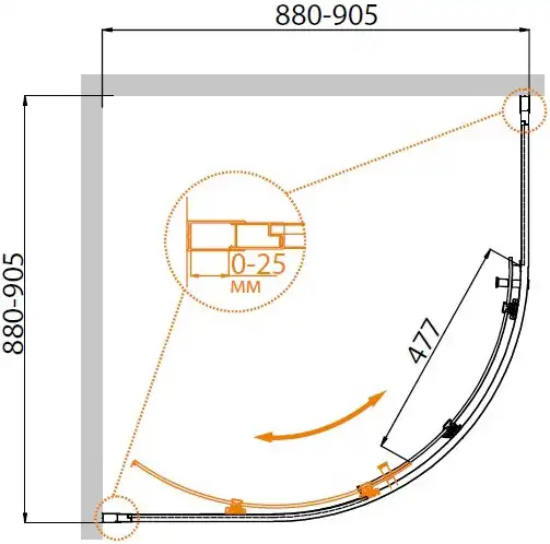 Душевой уголок CEZARES MOLVENO-R-1-90-C-Cr-IV профиль Хром стекло Прозрачное фото 2