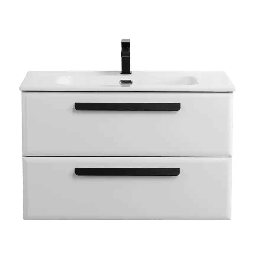 Тумба под раковину Cezares ECO-CER-N 80 см, ECO-CER-N-800-2C-SO-BL (без ручек), Bianco Lucido фото 1
