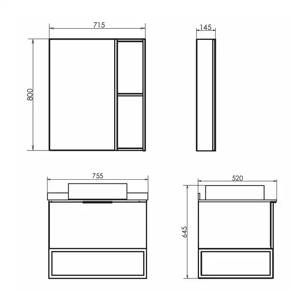 Тумба с умывальником Comforty Порто 75 Дуб дымчатый, 00-00009321 фото 10