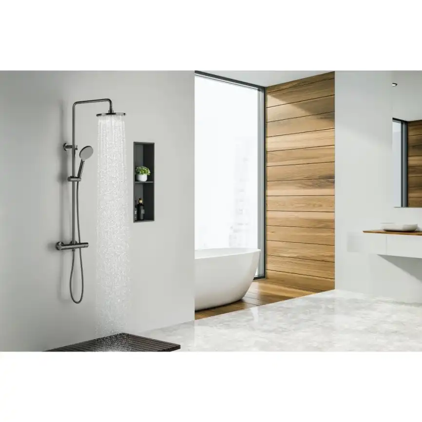 Душевая система Aquatek Европа AQ2343BGM с термостатом, Оружейная сталь фото 13