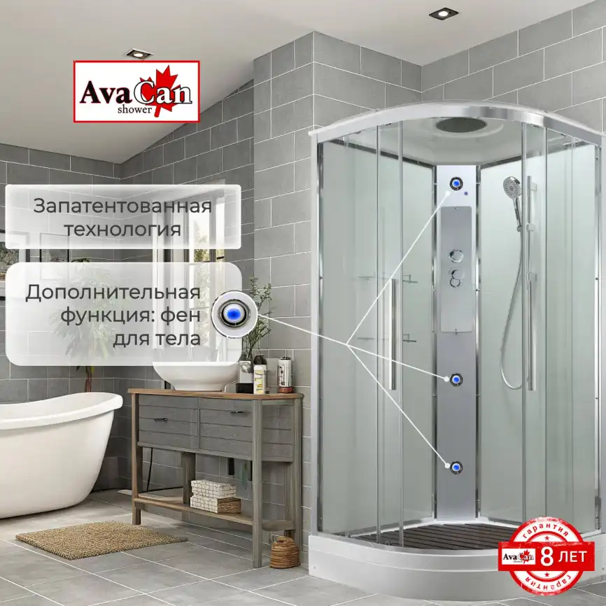 Душевая кабина AvaCan EM2080T 80x80 см, низкий поддон, с крышей фото 5