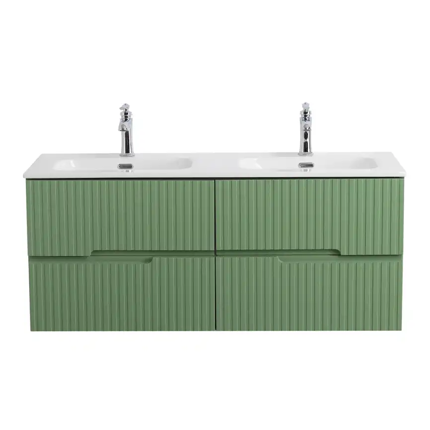 Тумба под раковину Cezares DUET-N 120 см, DUET-N-1200-4C-SO-2-PS-P подвесная, Фисташковый софт фото 1