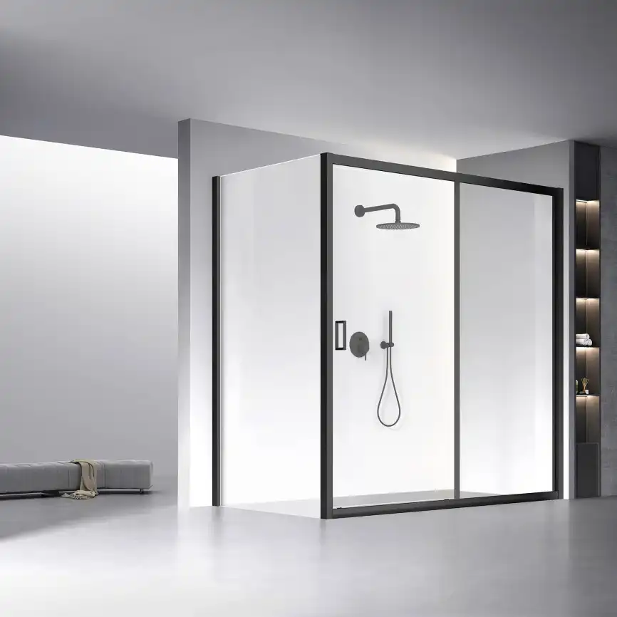 Душевой уголок Veconi Rovigo RV-060B 160х100х195, профиль Черный, стекло прозрачное (RV060B-160100-01-C5) фото 1