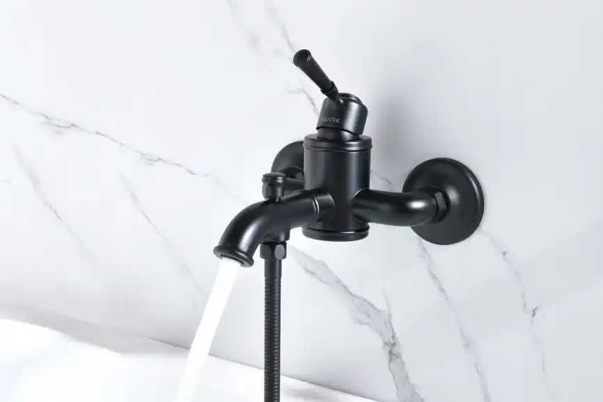 Смеситель для ванны Aquatek Классик AQ1540MB, однорычажный, с коротким изливом, Черный матовый фото 4