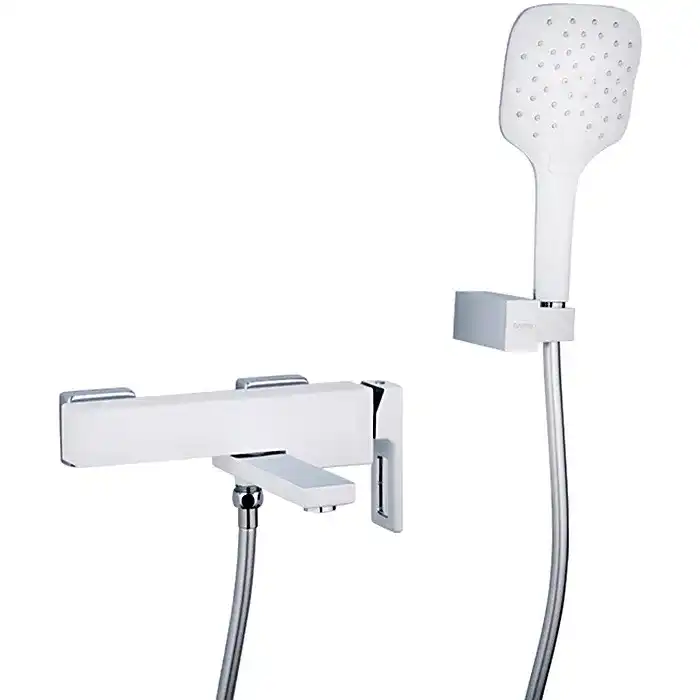 Смеситель для ванны Gappo G3217-8  с коротким изливом, Белый / Хром фото 2