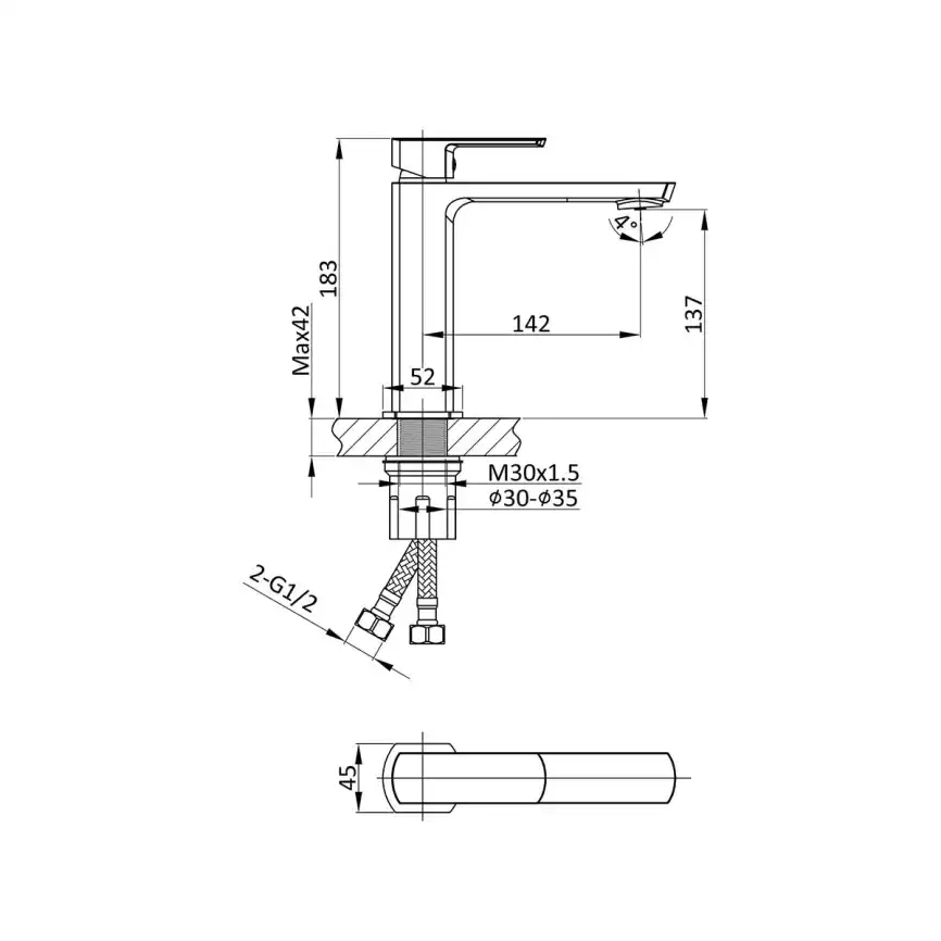 Смеситель для раковины Vincea Next VBF-1N1GM однорычажный, вороненная сталь фото 3