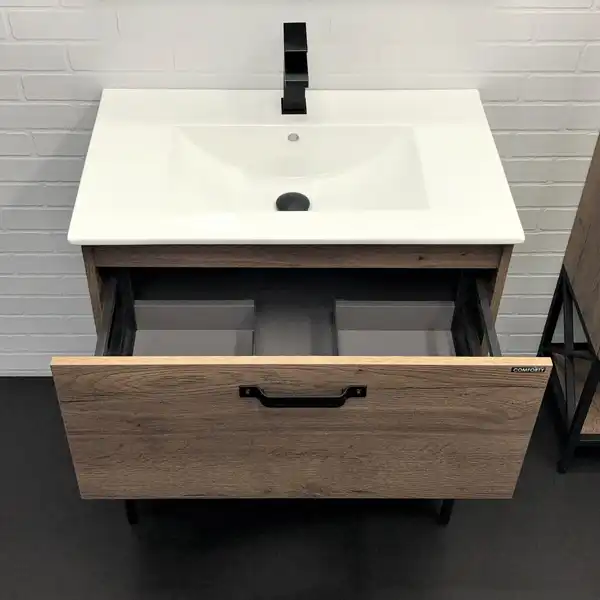 Тумба с умывальником Comforty Бредфорд 75 Дуб темный, 00-00008074 фото 2