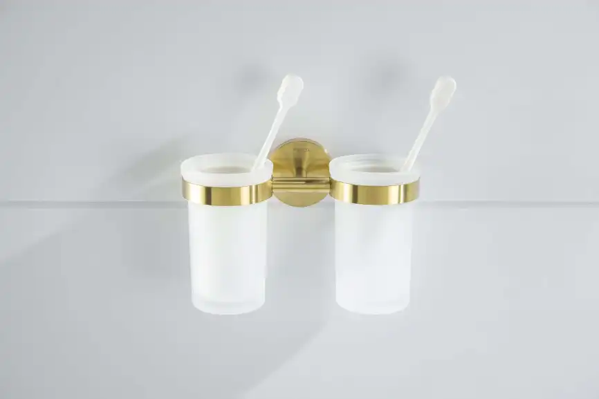 Стакан для ванной Aquatek Европа AQ4117BG двойной, Золото матовое фото 4