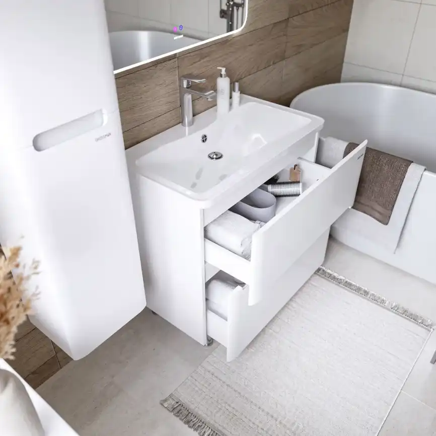 Тумба под раковину Grossman Адель-Норма 70 напольная, белая глянцевая (107018) фото 4