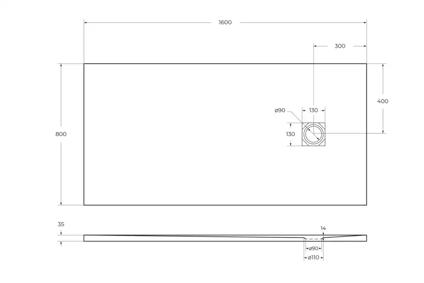 Душевой поддон BelBagno UNO 160х80 из искусственного камня, TRAY-MR-UNO-AH-160/80-35-W-BO, Белый фото 5