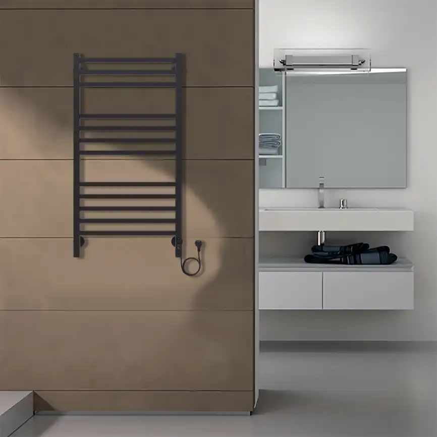 Полотенцесушитель электрический 50х100 Azario Ancona П12 AZ71850B, диммер справа, Черный матовый фото 4