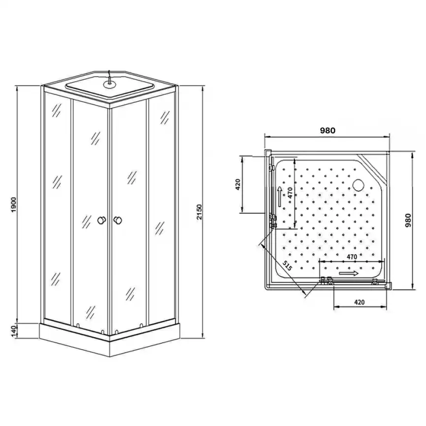 Душевая кабина Loranto 100х100 CS-992EATM/W-100, низкий поддон, цвет профиля матовый хром фото 3