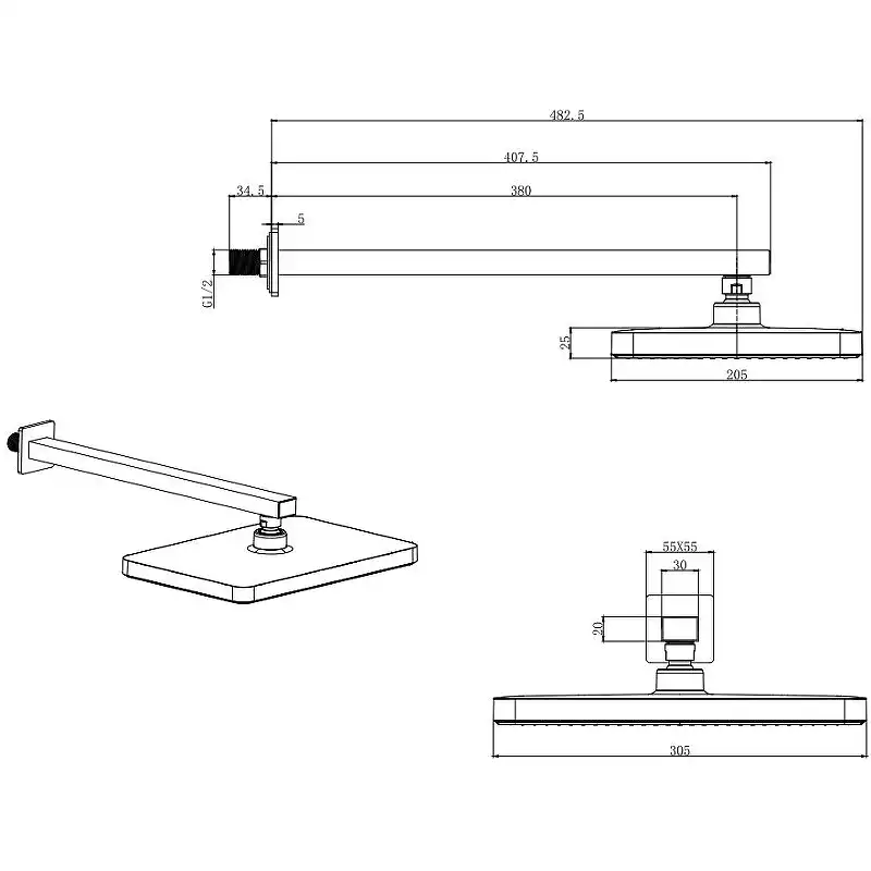 Душевая система Aquatek Вега AQ1074MB для душа без излива, встраиваемая с верхним душем, Черный матовый фото 10