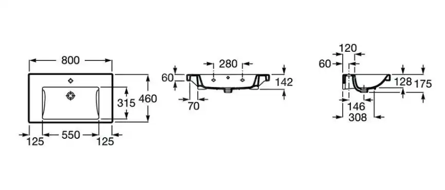 Раковина RocaThe Gap Plus 80 см 3270M0004 высокий бортик, белая фото 3