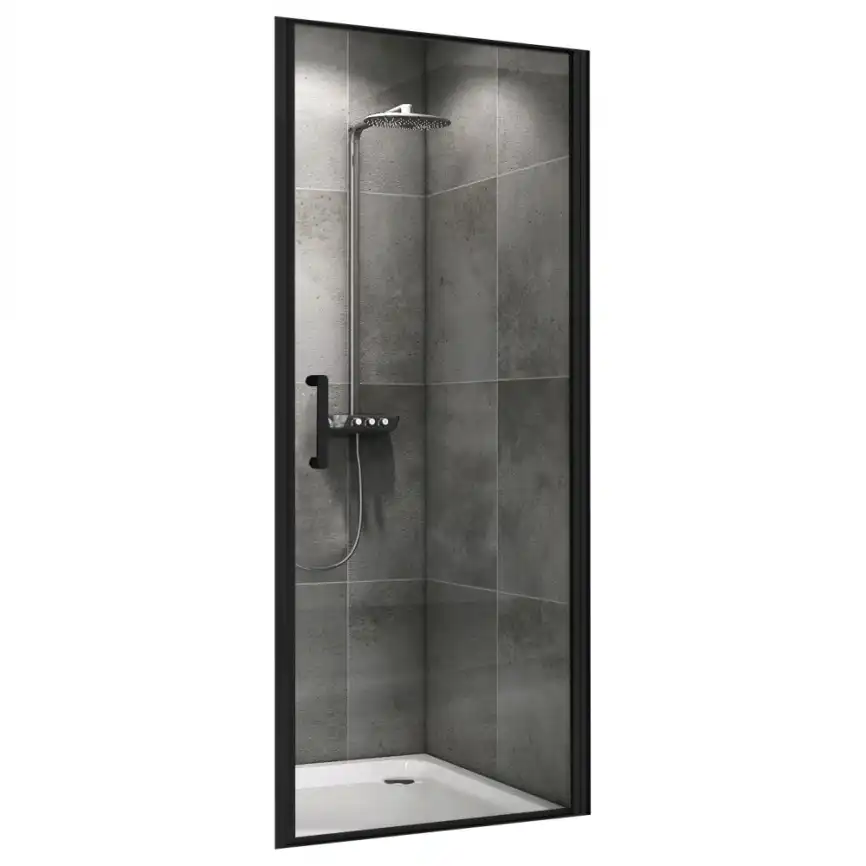 Душевая дверь Abber Sonnenstrand 80 см, AG04080B, профиль Черный, стекло Прозрачное фото 1