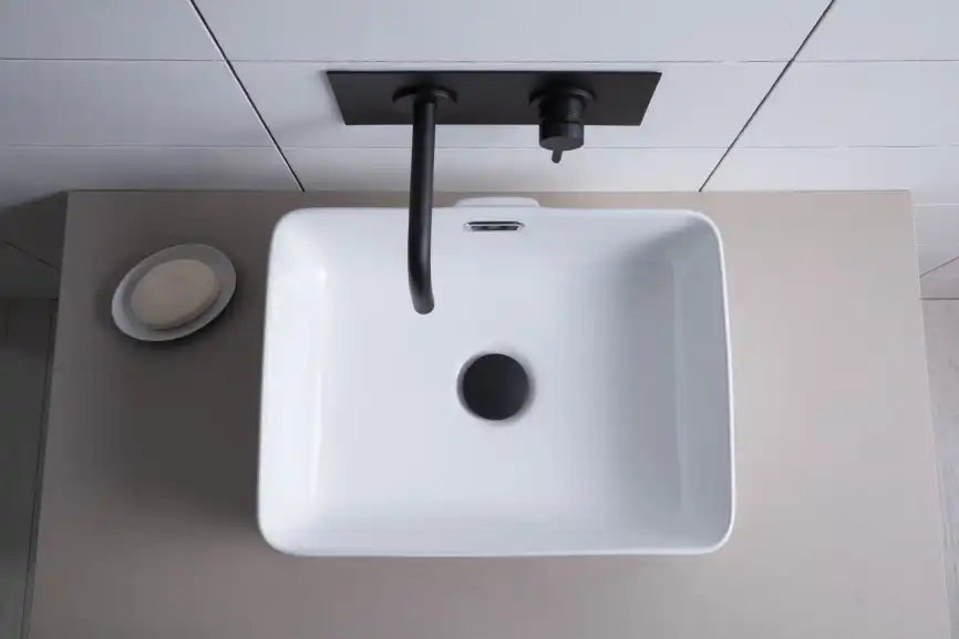 Раковина накладная Aquanet PERFECT-1 40,5х31,5х14 прямоугольная, Белая глянцевая фото 7