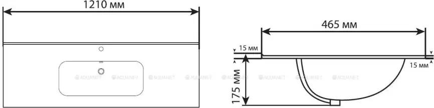 Раковина Aquanet Flat 120 254366 прямоугольная, Белая глянцевая фото 6