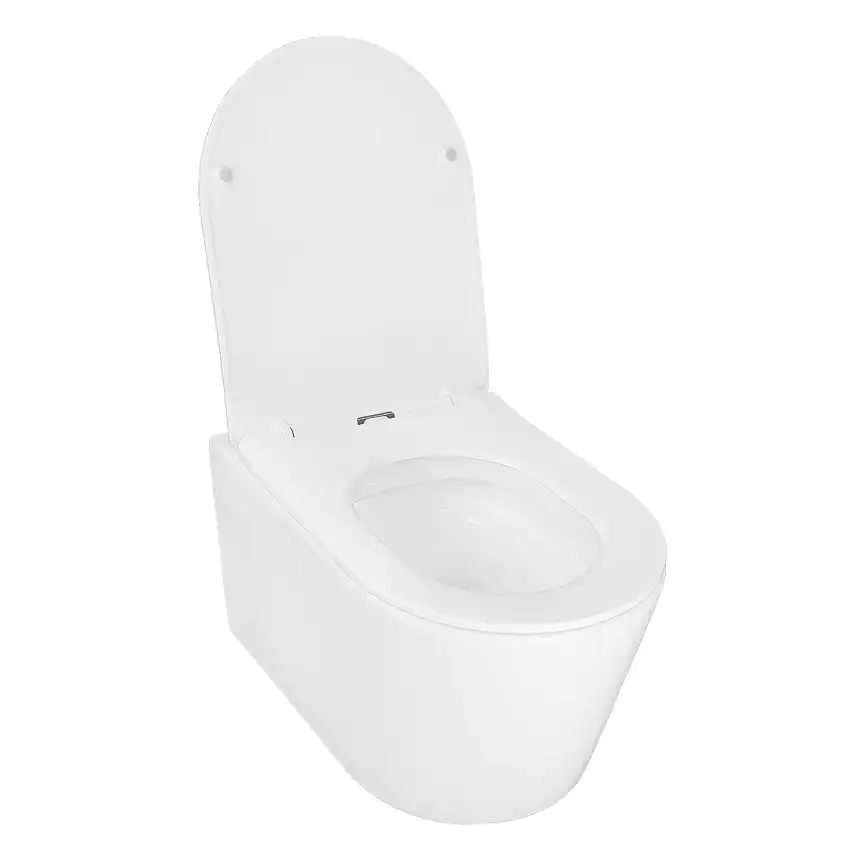 Подвесной унитаз безободковый Azario Ollin AZ-0513R , с системой антивсплеск (Торнадо), сидением микролифт, цвет белый фото 3