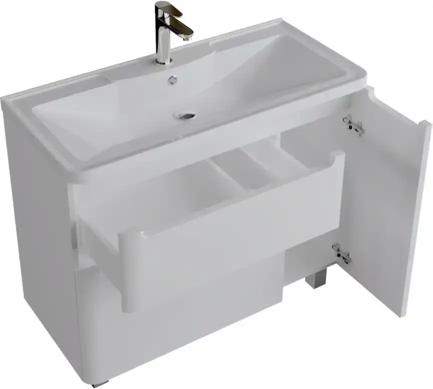 Тумба под раковину Grossman Адель 100 напольная, белая глянцевая (1010002) фото 6