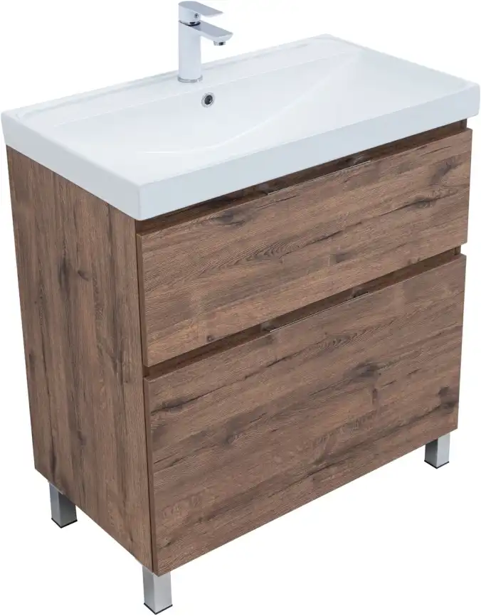 Тумба под раковину Aquanet Алвита New 80 напольная, дуб веллингтон табак, 344129 фото 10