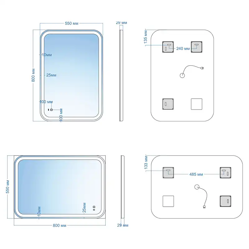 Зеркало с подсветкой AVS Отарио 55x80 см, антипар фото 5