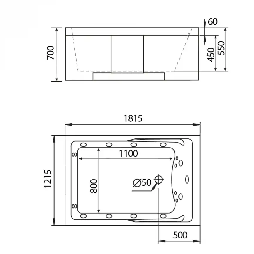 Акриловая ванна Gemy G9061 K L 181х121 с гидромассажем, левая фото 3
