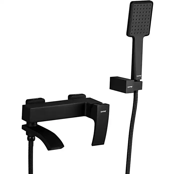 Смеситель для ванны Gappo G3207-6 с коротким изливом, Черный матовый фото 3