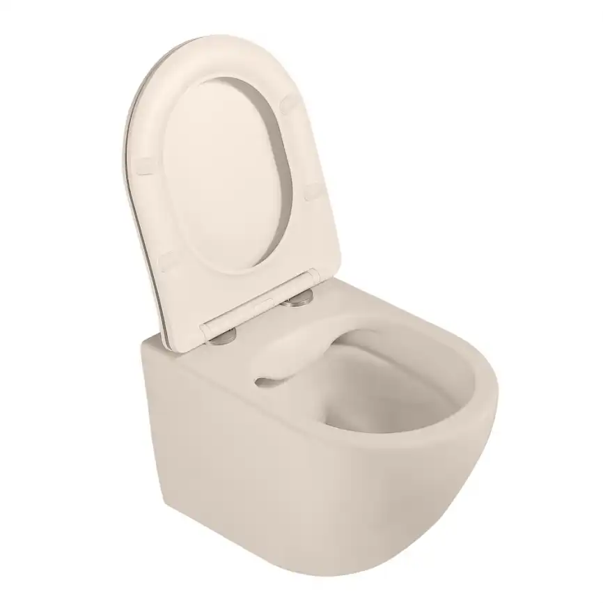 Подвесной унитаз ABBER Bequem AC1101MBE светло-бежевый матовый, безободковый, с сиденьем микролифт фото 7