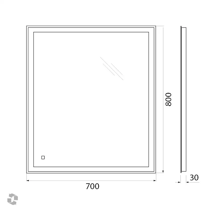 Зеркало BelBagno SPC-GRT 70х80 SPC-GRT-700-800-LED-TCH с подстветкой, сенсорный выключатель фото 9