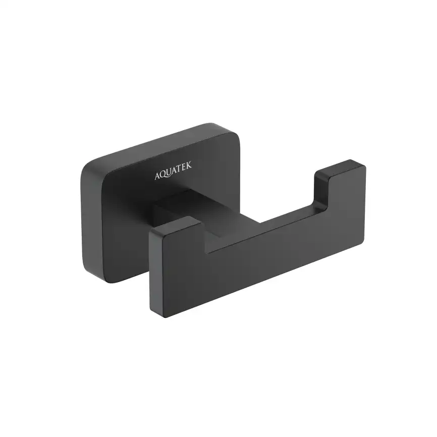 Крючок для полотенец Aquatek Либра AQ4302MB двойной, Черный матовый фото 1
