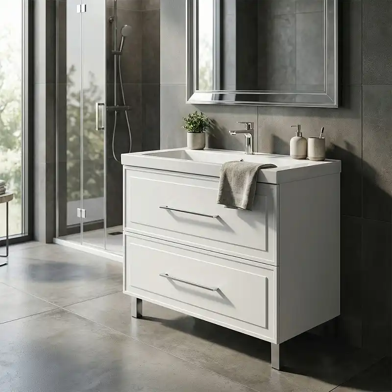 Тумба с раковиной Azario Belloni 100/2Н CS00098077, напольная, белая матовая фото 6