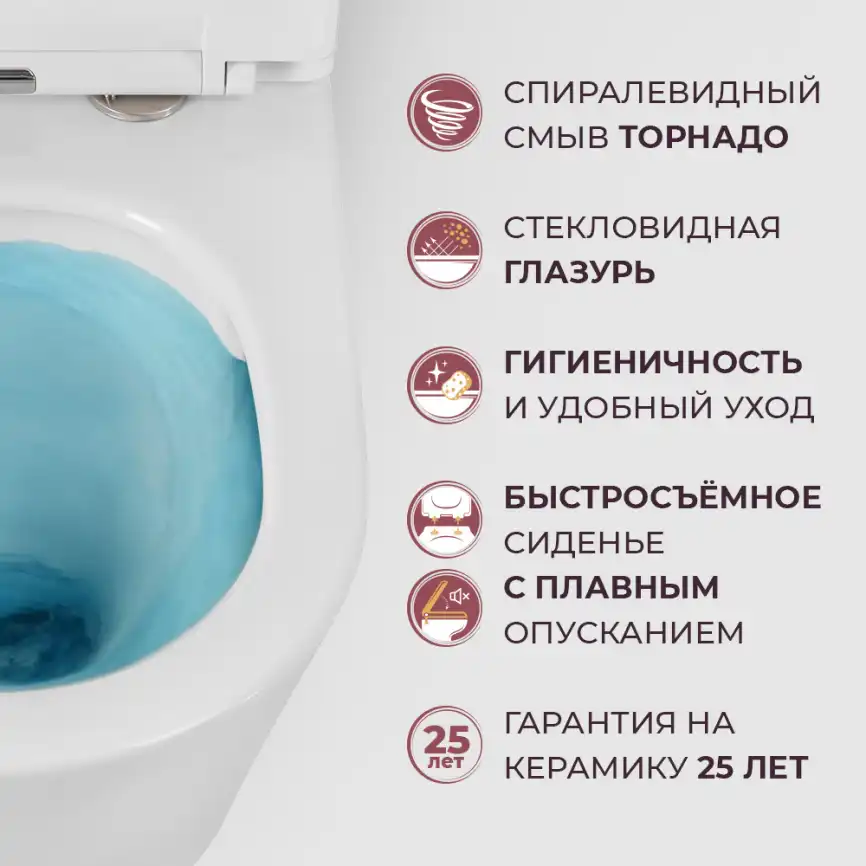 Подвесной унитаз CEZARES RELAX CZR-38088-49-TH-TOR/SC, со смывом TORNADO, с сиденьем микролифт фото 10