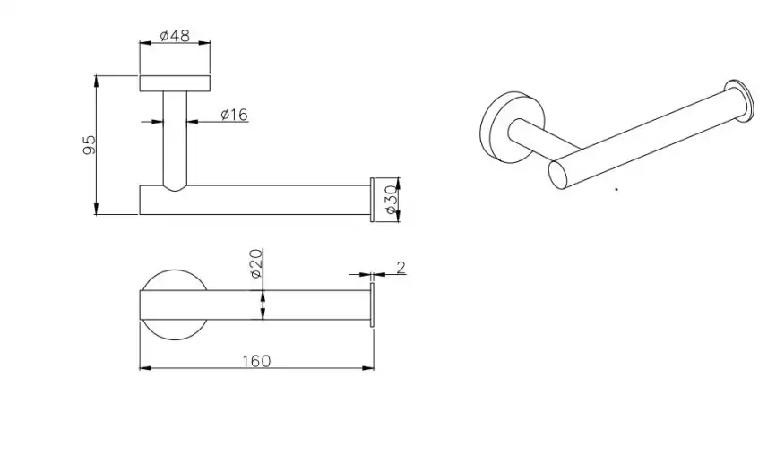 Держатель туалетной бумаги Aquatek Вега AQ4008MB, Черный матовый фото 2