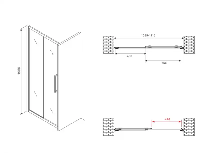Душевая дверь Abber Schwarzer Diamant 110 см, AG30110BMH, профиль Черный, стекло Матовое фото 5