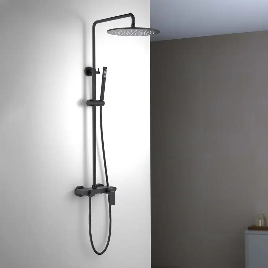 Душевая система Aquatek ЛИРА AQ2440MB, Черный матовый фото 6