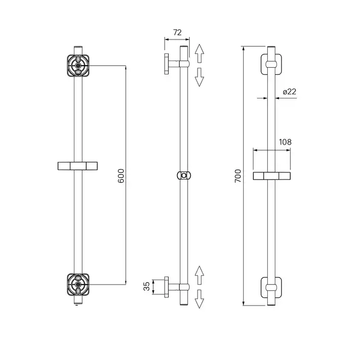 Душевая штанга IDDIS Bild BIL7000i17  цвет, Глянцевый хром фото 3