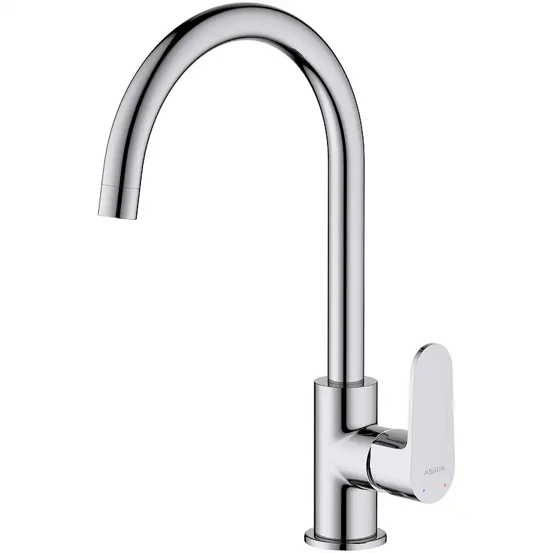Смеситель для кухни Aquatek Оберон AQ1282CR поворотный излив, Хром фото 1