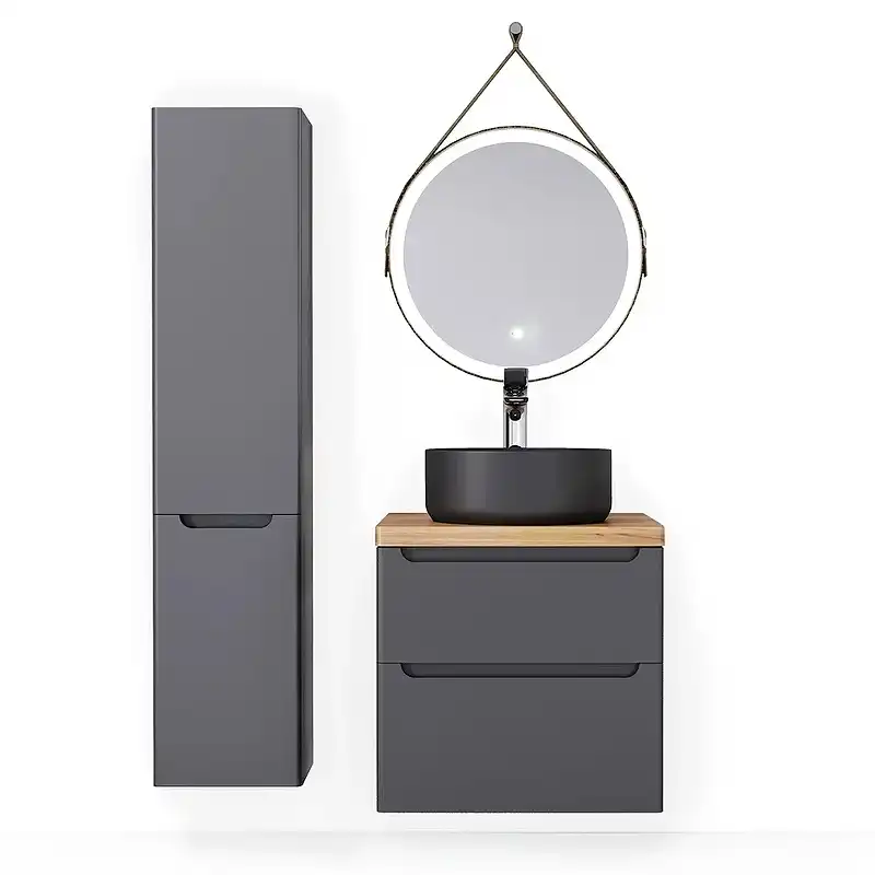 Тумба под раковину Jorno WOOD 60 wood.01.60/P/GR Серый антрацит фото 3