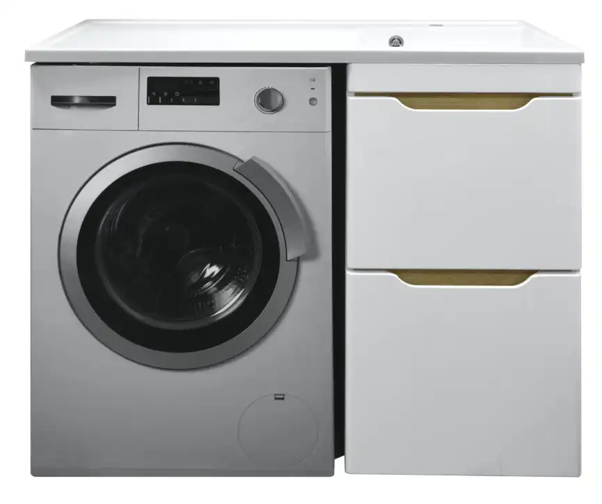 Тумба с раковиной Azario Magenta 120 CS00079141 правая под стиральную машину, Белая глянцевая фото 1