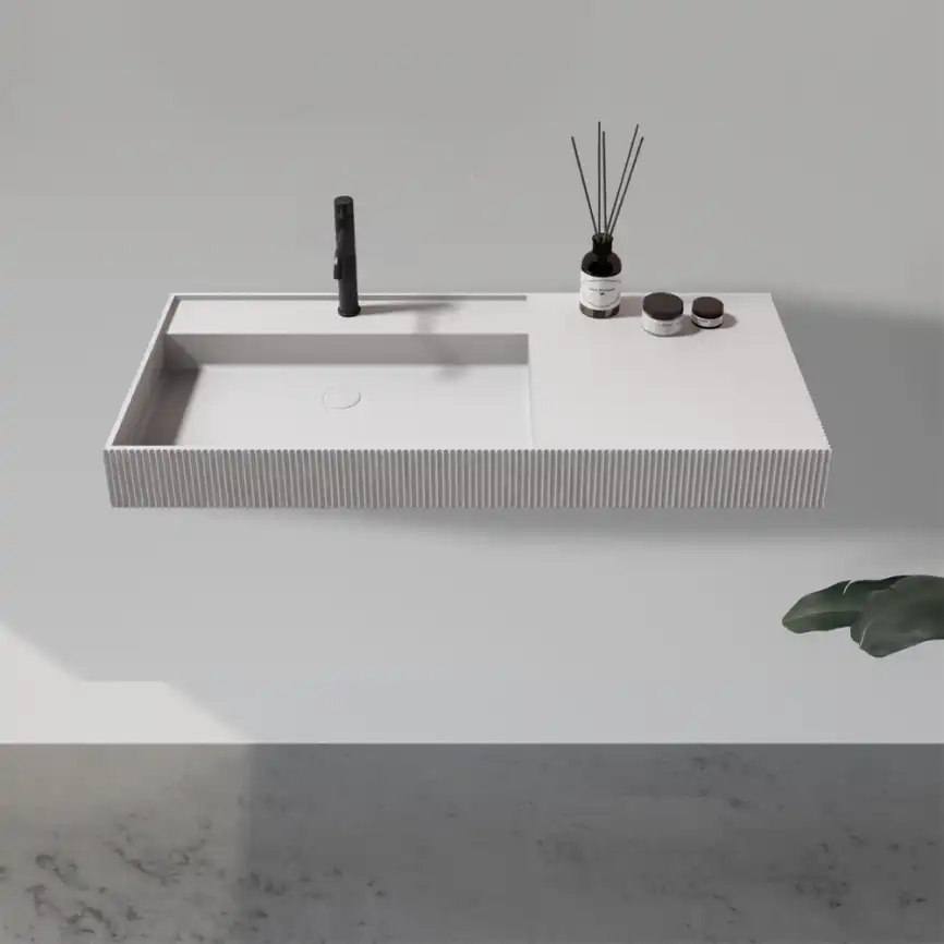 Раковина подвесная ABBER STEIN 120х48х12 AS2628, прямоугольная, белая матовая фото 3