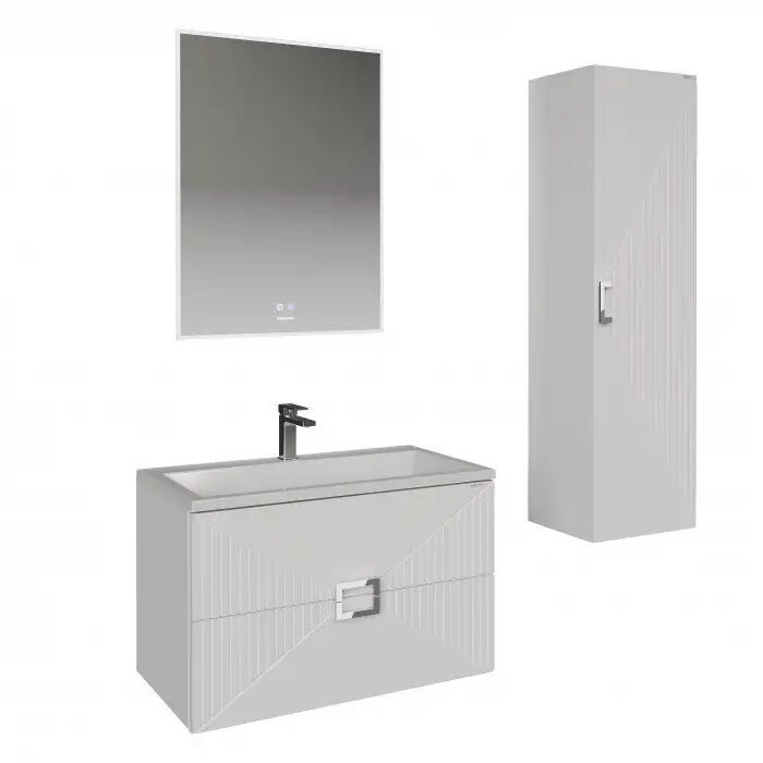 Шкаф-пенал для ванной Grossman Луксор 35 подвесной, белый матовый (303550) фото 3