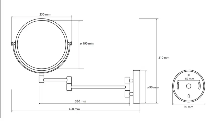 Косметическое зеркало 31 см BEMETA DARK Черное матовое 112201510 фото 2