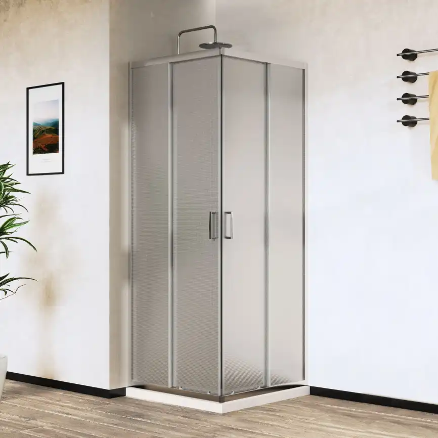 Душевой уголок Vincea City 80х80 VSS-5CT800MT, профиль хром, стекло Рифленное фото 1